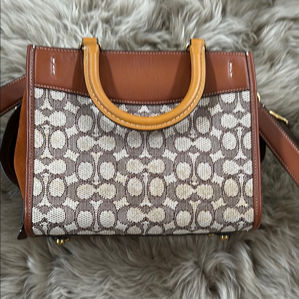 Coach Tan and Brown Signature Satchel